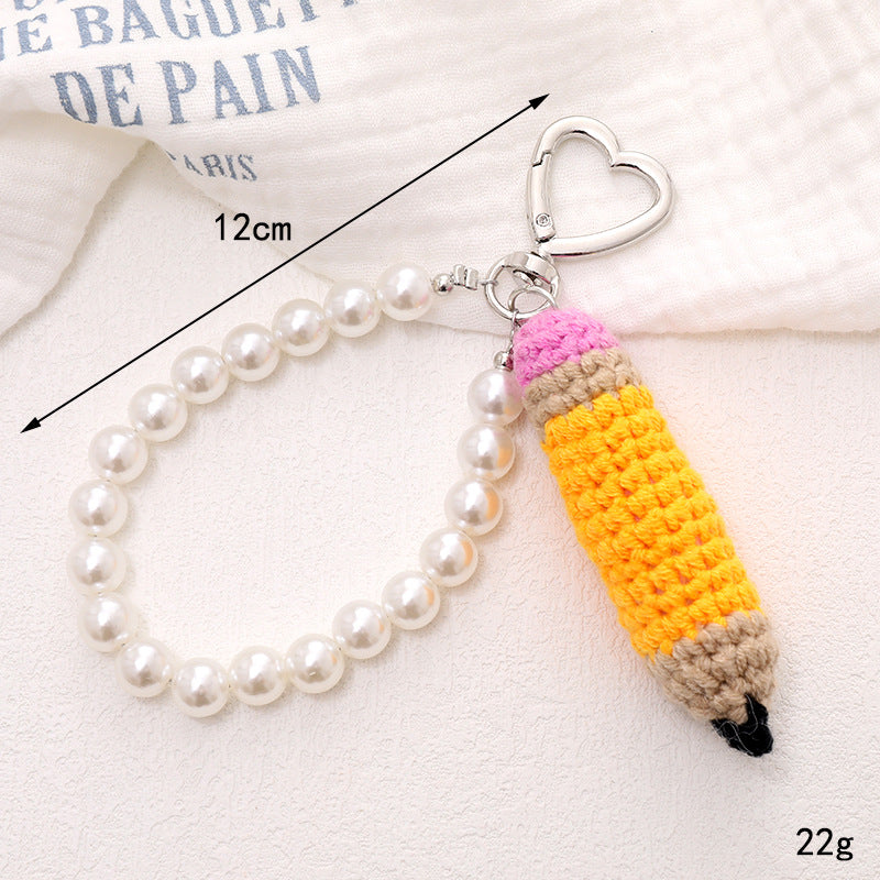 Wholesale Cartoon Cute Plush Crocheted Giraffe Bag Hanging Mobile Phone Pendant Short Key Chain Headphone Shell Pendant for Women